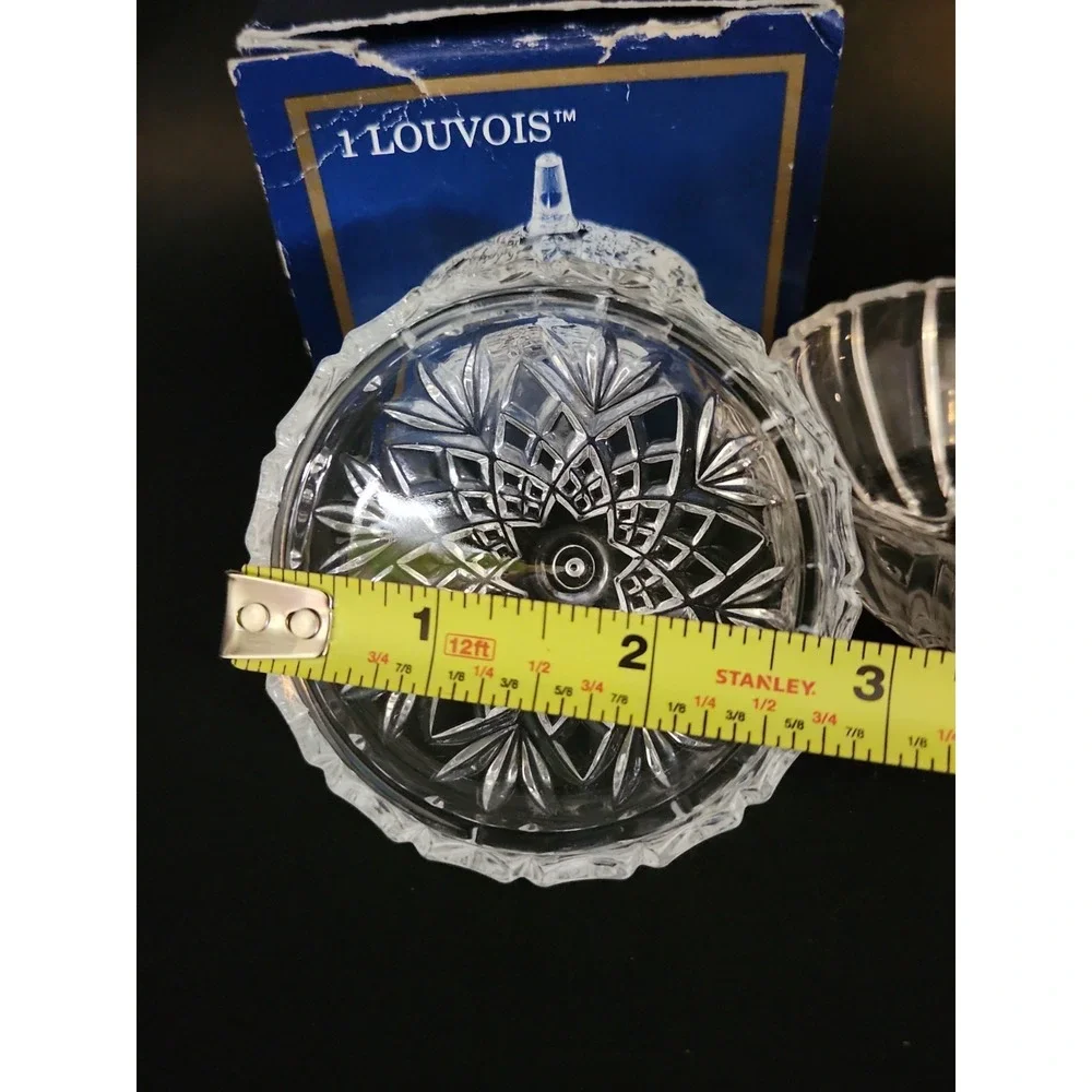Vintage Cristal d'Arques Louvois 24% Lead Crystal Lidded Trinket Dish Box 3.25